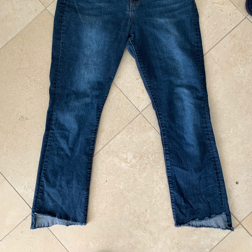 J brand straight jeans with bottom cut off design
